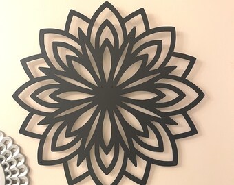 Mandala Wall Decor | Flower Metal Art | Yoga Wall Decor | Spiritual Meditation Wall Art | Tropical Floral Decor | Living Room Wall Art