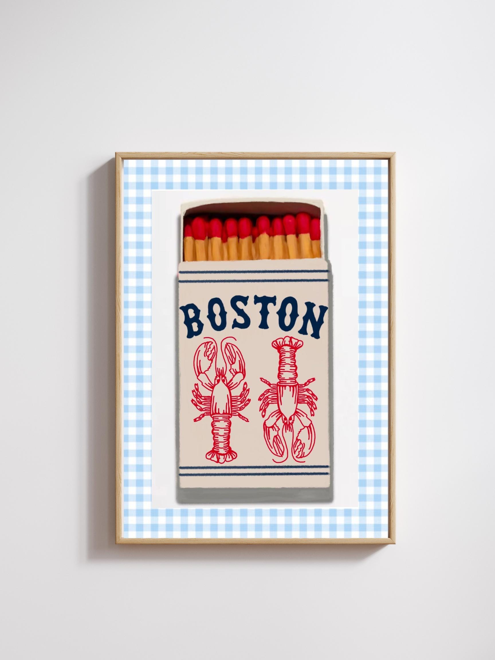 Boston Lobster Matchbox Art Print | Coastal Home Decor (digital