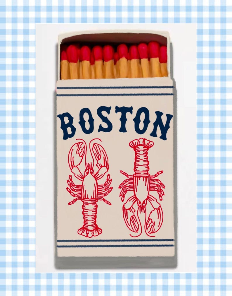 Boston Lobster Matchbox Art Print | Coastal Home Decor (digital ...