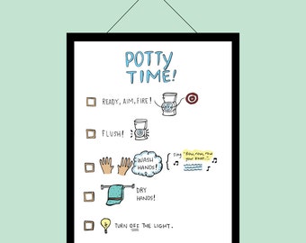 Potty Time Bathroom Sign for Boys | Children's Printable | Potty Training | PDF Download