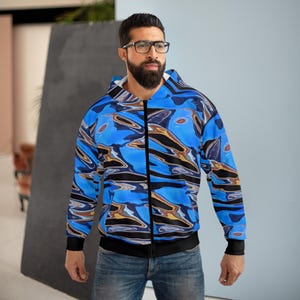 Abstract Fluid Art Zip Hoodie: Unisex Contemporary Jacket