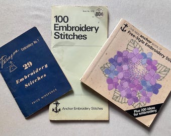Vintage Embroidery Stitches Books. Assorted Titles from 1960s to 1980s by Paragon, J&P Crofts and New Anchor