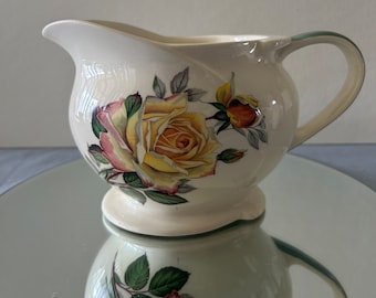 Vintage Royal Winton Grimwades China Jug. 1950s Yellow Rose Design