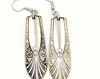 Spoon Earrings Silverware Jewelry Vintage Flatware Pair Fashion Wear Upcycled Cutlery Pattern International Silver Plate Radiance Vintage