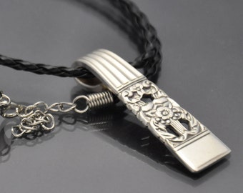 Coronation Pendant Necklace made from a Vintage Antique Silverware Spoon Silver Plated