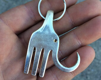 Elephant Keychain made from Vintage Fork Recycled Silverware