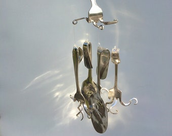 Beautiful Spoon and Fork Wind Chime made with Antique Silverware