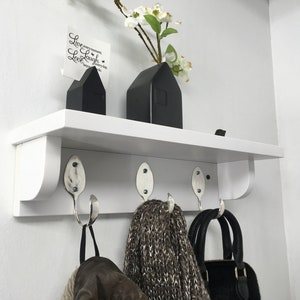 3 Spoon Hooks Coat Rack with Shelf in Any Color Finish Recycled Silverware