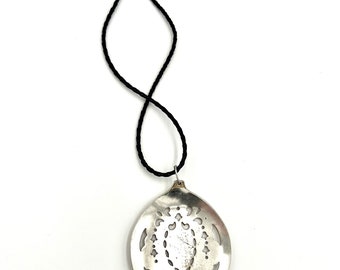 Decorative Round Serving Spoon Necklace Silverware Jewelry Pendant