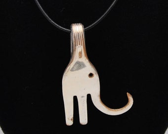 Elephant Pendant Necklace made from Vintage Cocktail Fork Vintage Reclaimed Silverware Jewelry