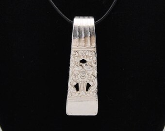Pendant Necklace with Coronation Pattern made from a Vintage Antique Silverware Spoon Silver Plated Jewelry