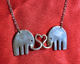 Elephant Love Necklace Made From Antique Silver Plated Forks