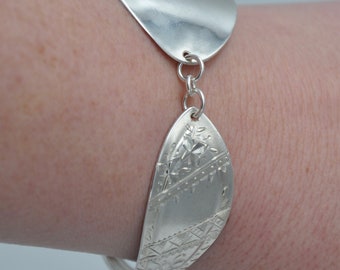 Sterling Silver Spoon Bracelet Antique Vintage Silverware Engraved