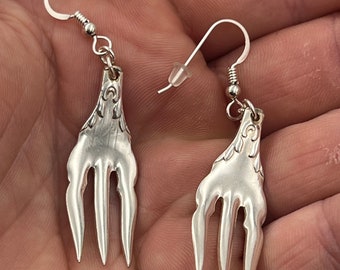 Fork Earrings Ornate Beautiful Elegant Design Cocktail Party Silverware Sterling Silver Jewelry Gift