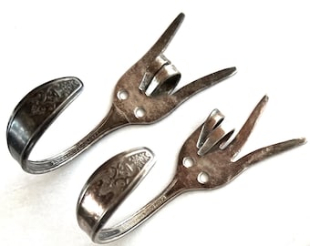 Crochets argentés pour fourche Peace and Rock ON, lot de 2 patères