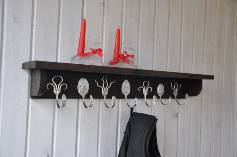 3 Personalized Spoon Hooks and 4 Funky Fork Hooks Coat Rack Etsy