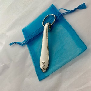 Exquisite Silver Spoon Keychain Key Fob Vintage Reclaimed Silverware