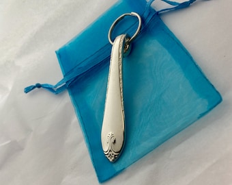 Exquisite Silver Spoon Keychain Key Fob Vintage Reclaimed Silverware