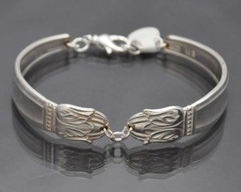 Vintage Silverware Bracelet Flower Bud Design Danish Princess