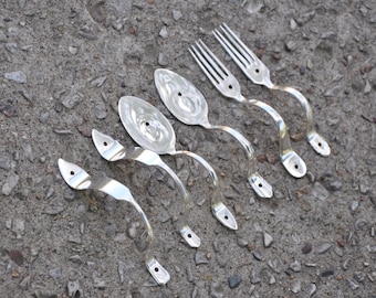 Set of 6 Silverware Door Pulls Forks Knives Spoons