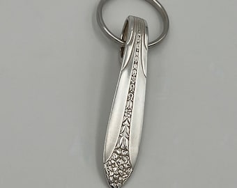 Silver Spoon Keychain Key Fob Vintage Reclaimed Silverware Pattern Princess Royal 1930