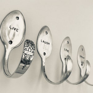 Four Spoon Hooks PERSONALIZED Vintage Reclaimed Silverware