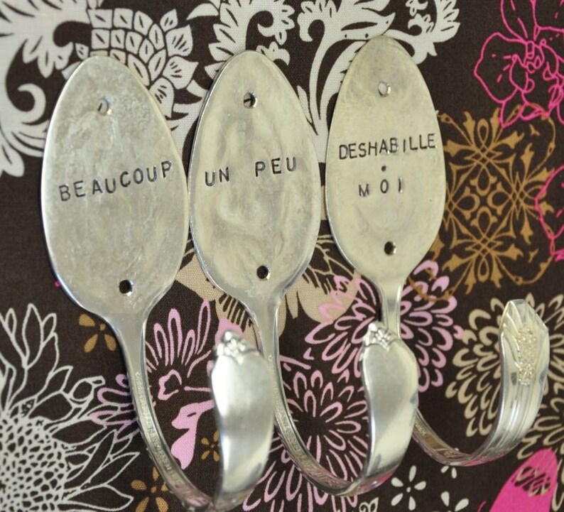 3 Personalized Spoon Hooks Vintage Reclaimed Silverware image 4