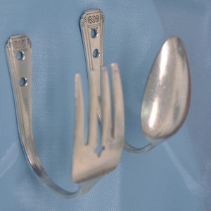 Upcycled Spoon and Fork Hook Combo Vintage Reclaimed Silverware image 1