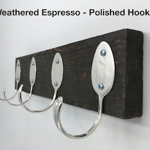 4 Vintage Spoon Hooks Coat Rack in any color Recycled Silverware Wall Storage