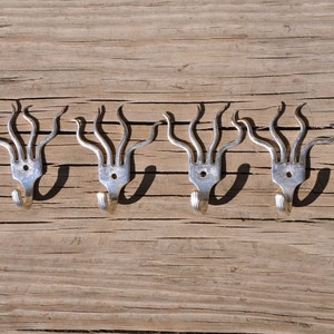 4 Mini Funky Fork Hooks Vintage Reclaimed Silverware image 2