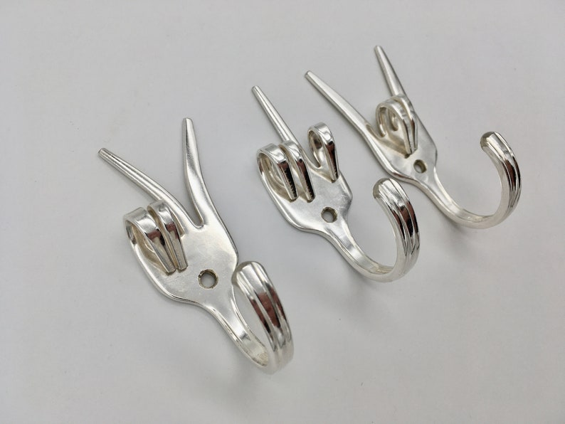 Mini Rock Out Fork Hook for keys jewelry measuring spoons kitchen workshops etc Wall Silverplate Hangers image 5