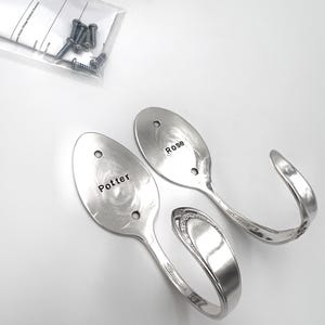 His and Hers Spoon Hooks Vintage Reclaimed Silverware