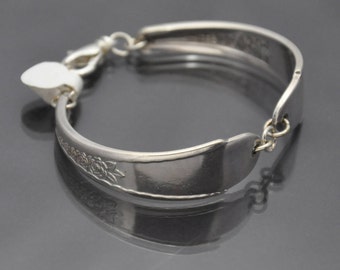Silverware Bracelet with 3 Flower Pattern Vintage
