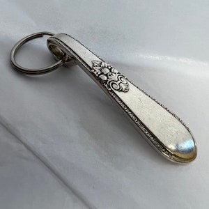Silver Spoon Keychain Key Fob Vintage Reclaimed Silverware Adoration Keyfob
