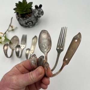 Ensemble de crochets pour couverts, cuillère, fourchette, couteau, lot de 6 cintres de rangement vintage argentés, étagère murale recyclée, embrasses pour couverts anciens à faire soi-même