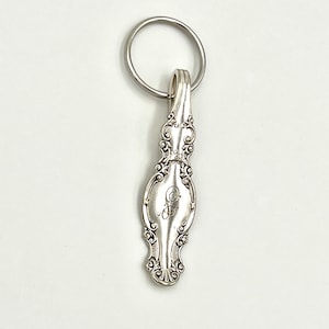 Silver Spoon Keychain Key Fob Vintage Beautiful Ornate Reclaimed Silverware