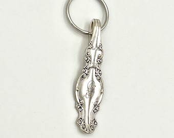 Silver Spoon Keychain Key Fob Vintage Beautiful Ornate Reclaimed Silverware