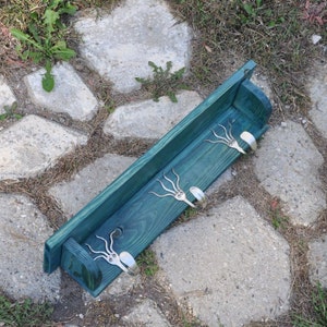 Turquoise Coat Rack 3 Funky Forks Coat Rack Shelf in Turquoise Stain Recycled Silverware - Etsy