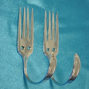 2 Fork Hooks Vintage Reclaimed Silverware Cutlery DIY Rack Upcycled Art Create Your Own Original Hanger