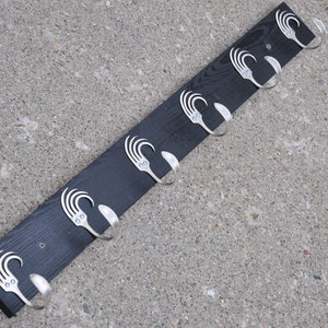 6 Funky Wave Fork Hooks Coat Rack Recycled Silverware Wall Art