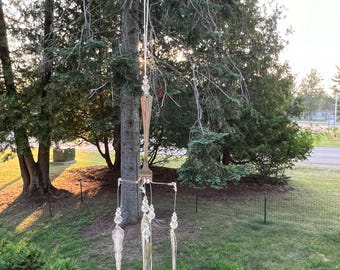 Beautiful 5 Spoon Wind Chime made with Antique Silverware and Beads