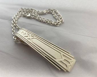 Silver Spoon Necklace Pendant Vintage Reclaimed Silverware Jewelry Oneida Silver Art-Deco in Friendship/Medality Pattern c. 1932
