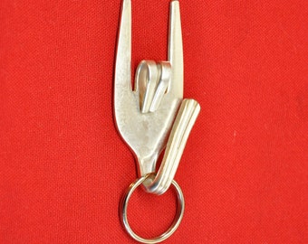 Fork Love Sign or Hang Loose Keychain