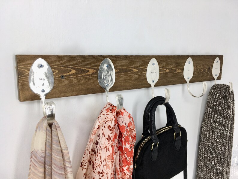 Personalized Spoon Hooks Coat Rack Vintage Recycled Silverware Etsy