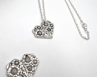 Herz-Halsketten-Anhänger-Weinlese zurückgefordert Silberschmuck