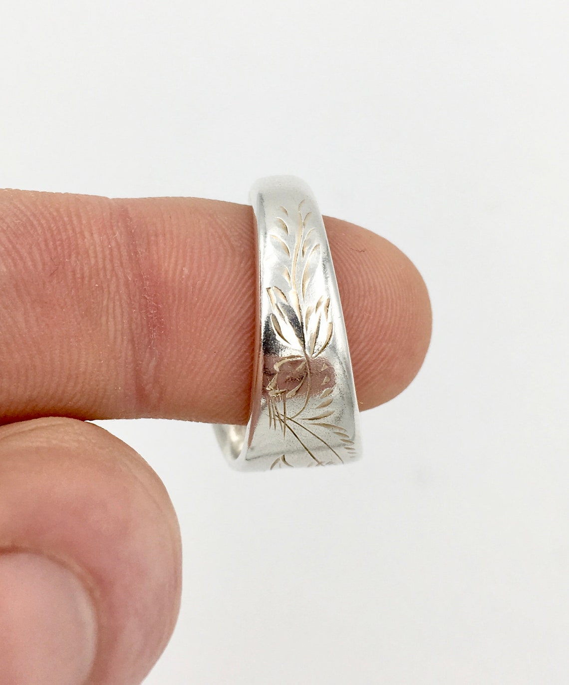 Spoon Ring Hand Engraved Flowers Vintage Reclaimed Silverware - Etsy