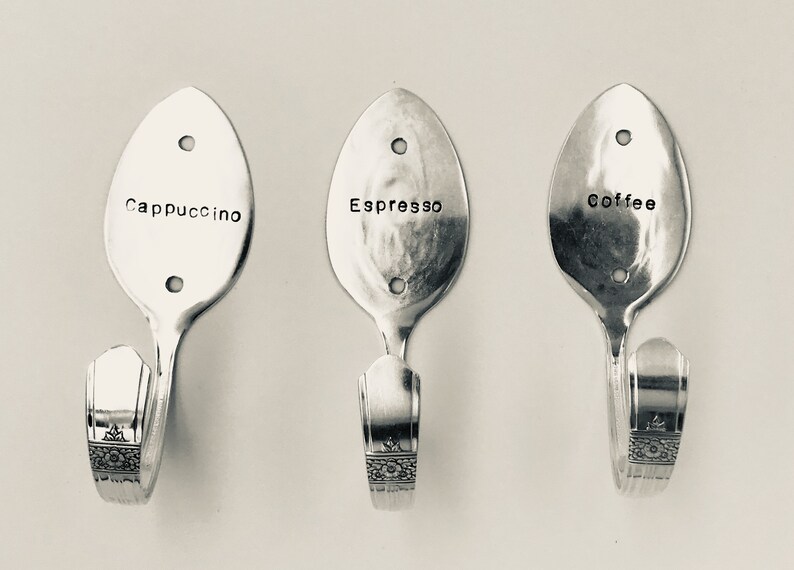 3 Personalized Spoon Hooks Vintage Reclaimed Silverware image 2