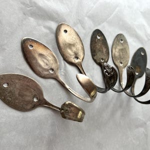 6 Silver Spoon Hooks Vintage Reclaimed Silverware