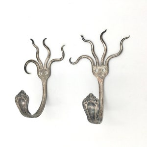 Silverware Coathooks Modern Decor Recycled art with forks Select A Quantity funky fun design handmade storage hanger hook