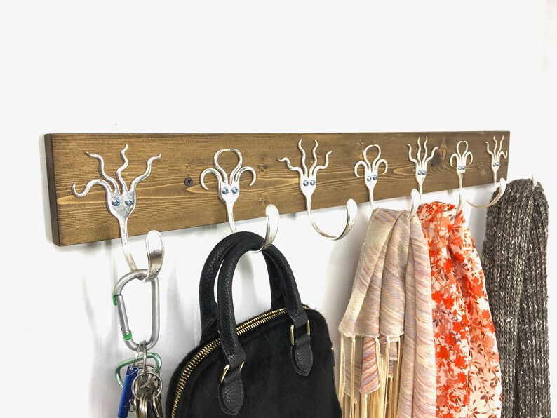 7 Funky Fork Hooks Coat Rack Recycled Silverware Coats Etsy